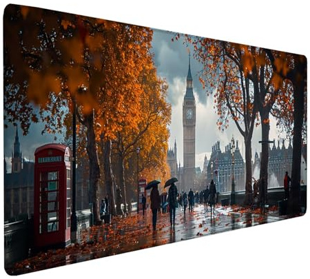 Grey Mouse Pad, Large Mouse Mat 900x400 mm, Desk Mat with Stitched Edges, Mousepad With Waterproof Non-Slip Base, Keyboard Mat for Desk Accessories and Gaming PC Accessories, Gifts, City 6-7601