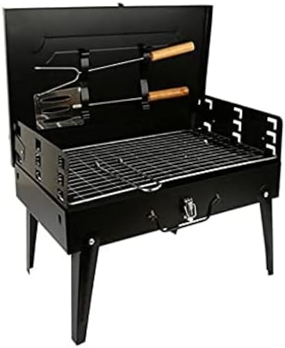 Barbecue portatile pieghevole barbecue barbecue da tavolo affumicatore all'aperto in acciaio inox per campeggio picnic giardino viaggi 43 x 26,5 x 46,5 cm