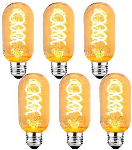 KANQIAO Edison Vintage Glühbirne E27, E27 LED Vintage Dimmbar 4W Retro Glühbirne LED Filament Lampe Warmweiß Ideal für Nostalgie und Retro Beleuchtung im Haus Café Bar - 6 Stück (T45 HPS)