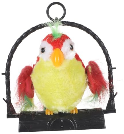 Pappagallo Parlante da Appendere Rosso Registrazione e Voce per Bambini | Peluche Morbido, Plastica Resistente, Apprendimento Precoce, Sensibile All’ascolto, Festa Scuola Decor, Compleanno