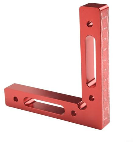 Abrazadera cuadrada de ángulo recto de 90 grados con construcción de aleación de aluminio para proyectos de carpintería y aplicaciones de enmarcado de bricolaje (rojo) (1 unidad)