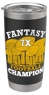 Fantasy Football 7x Champion Sieben Time Champ Fantasy Sieger Doppelwandiger Edelstahl-Thermobecher