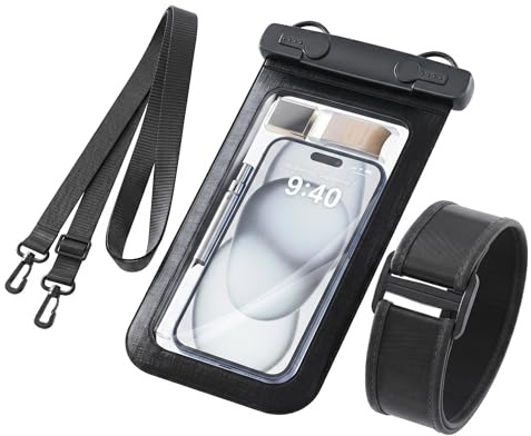 Durdiiy Pochette Téléphone Étanche IPX8 30m - 8.5 Pouces Noir