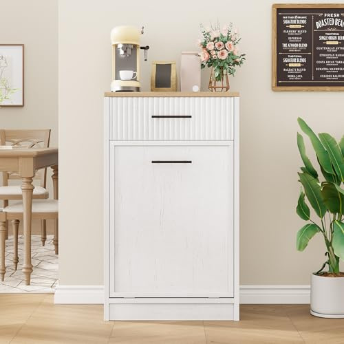 Garvee Meuble Poubelle Dissimulé à Persiennes 38L Anti-Animaux | Anti-Basculement, Armoire de Rangement Compact pour Cuisine Vestibule
