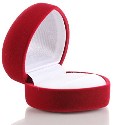 Autiga Edles Ring-Etui in Herz-Form aus rotem Samt für Verlobung und Valentinstagsgeschenke rot