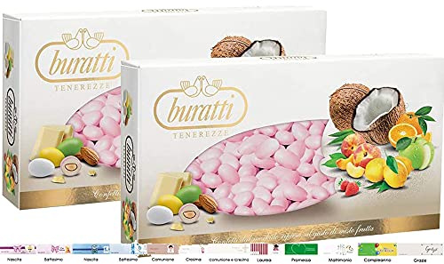 Confetti Buratti Mix Frutta  Tenerezze Rosa 2 kg + 100 Bigliettini bomboniere