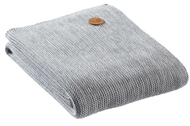 Bio Kuscheldecke 100% Bio-Baumwolle (kbA) GOTS zertifiziert, Hellgrau-Elfenbein, 150 x 200 cm