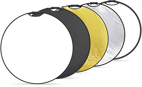 Neewer 5-in-1 Portable Round 32 in/80cm Light Reflector Collapsible Multi-Disc with Single Grip and Bag for Studio Photography Lighting and Outdoor Lighting - Gold/Silver/White/Black/Translucent