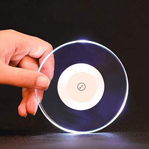 ARTOCT Sottobicchiere luminoso trasparente,Sottobicchieri rotondi luminosi in vetro da bere,Sottobicchieri da cocktail in acrilico per feste matrimoni bar