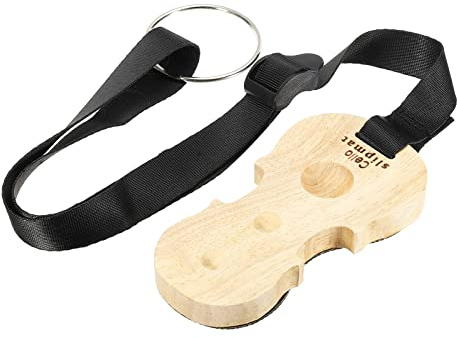 sourcing map Cello Stachelhalter Endstift Stopfen 130 x 15mm Holz Rutschfest Bodenschutz 4 Löcher mit Verstellbarem Riemen für Cello Gleitschutz