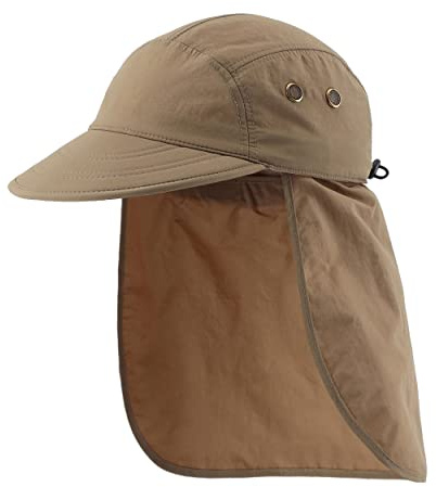 Magracy Casquette d'été pour homme UPF 50+ avec rabat de protection solaire, kaki foncé, M/L