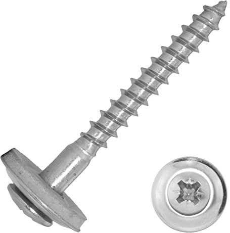 Techtanium® Spenglerschrauben 4,5 x 100 mm mit Dichtscheibe (15 mm) und Kreuzschlitz (Z) aus Edelstahl A2 (50 Stück) | Edelstahlschrauben | ähnl. DIN 7995