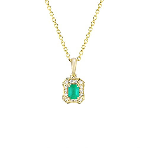 Epinki Echt Gold Schmuck Halskette Gold 18 Karat Au750, Rechteck Anhänger mit Smaragd (Grün, Smaragdschliff) 18K Gold Kette Damen Anhänger Moissanite für Frauen, Gold, 45cm