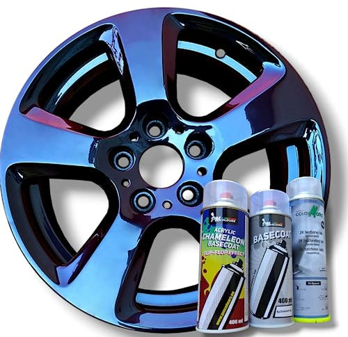 PMcolours Flip Flop Lack mit Multi Color LAVA (schwarz-rot-gelb) Chamäleon-Effekt Sprühset, (1x Flip Flop Sprühfarbe + 1x Basisspray Schwarz + 1x 2K-Klarlack), 3x Spray, 1200ml