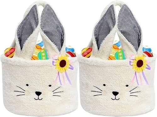 Osterkörbchen Osterkorb Kinder mit Henkel, Osterkörbchen Osterhasen, Osternester zum Befüllen, Ostertasche mit Ohren, Körbchen Ostern, Ostergeschenke Kinder Maedchen Junge Personalisierte Osterkorb