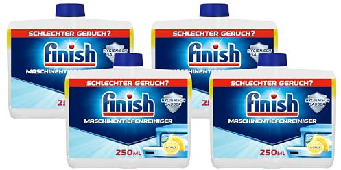 Finish Maschinentiefenreiniger Citrus – Flüssiger Maschinenreiniger gegen Kalk und Fett für eine saubere Spülmaschine – Sparpack mit 1 x 250 ml Maschinenpfleger mit Zitronenduft (Packung mit 4)