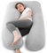 Avmvnvc Almohada Embarazada - Almohada de Embarazo - Almohada de Cuerpo Completo en Forma de U - Almohada de Maternidad con Funda de Almohada de Punto Extraíble y Lavable - 145x70 cm - Gris