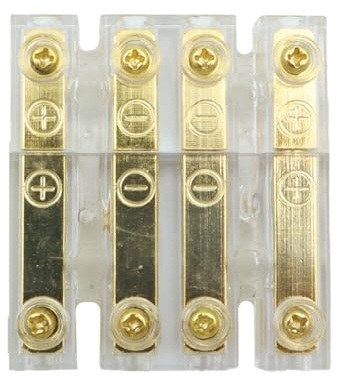 Hsthe Sea Bananenstecker 4 Fach Kabel Steckverbinder Bananenbuchse Kupplung bis 4,00qmm Lautsprecherkabel Verstärker Soundboard Heckablagen Stecker Subwoofer Kabel Verbinder vergoldet