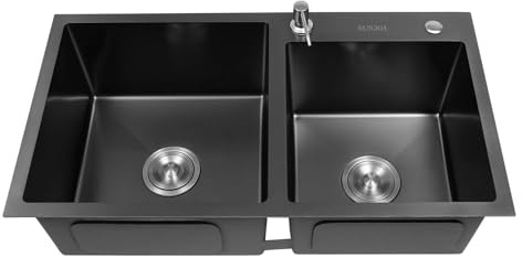 Edelstahl KüChenspüLe SpüLbecken EinbauspüLe DoppelspüLe Mit AbtropffläChe GroßEs Beckenreinigungsfreundliche ÖBerfläChe BarspüLe UnterbauspüLe Integrierte Leiste Und ZubehöR EdelstahlspüLe 78X43
