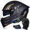 BYGMWEP Bluetooth Modular Motorbike Helmet, Full Face Flip Up Motorcycle Double Visor Helmet, DOT/ECE Approved, with Dual Speaker and Microphone, for Adults Men Women M~XXL