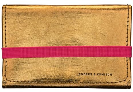 Anders & Komisch Mittelgroßes Portemonnaie mit Münzfach - A&K KOMPAKT in Gold/Pink, Damen Geldbörse I Schmale Brieftasche I Geldbeutel, Handarbeit aus Deutschland