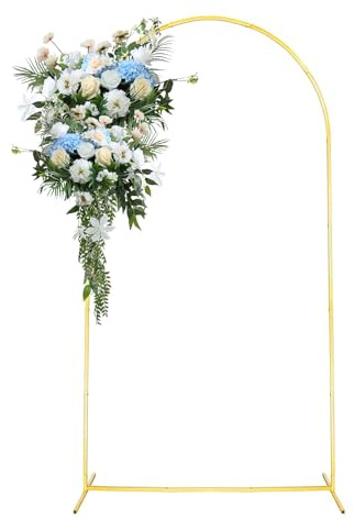 2m Wedding Arch Backdrop Stand, Metal Square Arch Gold Metal Arch Backdrop Stand, Stand Square Arch Frame, for Wedding Birthday Party Balloon Flower Arch Decoration (Gold, 1 * 2m)