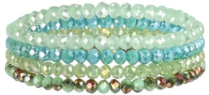 Uwiyo Damen Kristall Perlen Armband, Boho Mehrschichtiges Steine Armbänder Bohemian Kristall Perlen Armband Modeschmuck für Damen Mädchen Freundin (Grün#2)