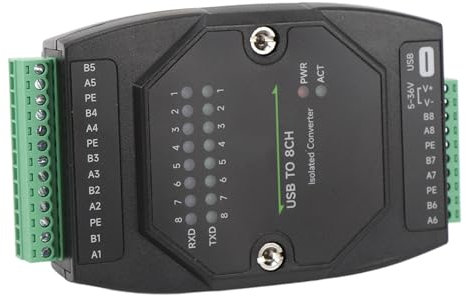 Elprico Adaptador USB a RS485, Convertidor USB a RS485 de 1200bps a 921600bps, Adaptador de Puerto Serie RS485 Aislado Tipo C a 8 Canales