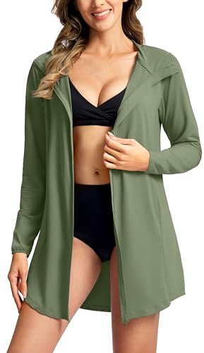 SANTINY Cache-maillot de bain UPF50+ pour femme - Protection solaire - Longue veste UV SPF - Léger - Couverture de plage pour femme