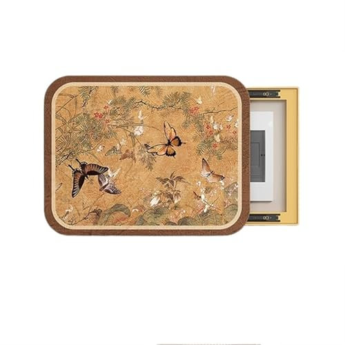 SXTYYH Style Chinois Cache Compteur Electrique avec Horloge, Cache Tableau Electrique Montage Mural Couvercle De Boîte à Fusibles for La Maison, Bureau, Restaurant(60 * 45cm,Right Pull_A)