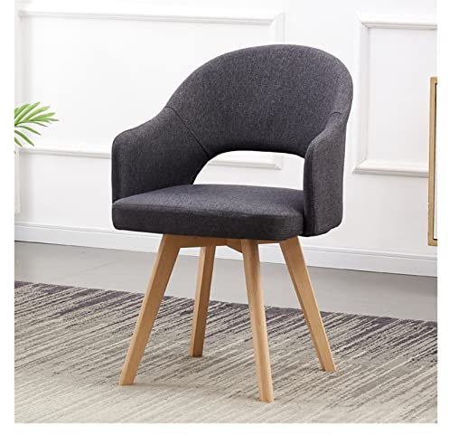 ITETONE Sessel, Drehbarer Akzentstuhl für Schreibtisch, Holzbeine ohne Rollen, für Homeoffice, Arbeitszimmer, Besprechungszimmer – Stoffgepolsterter, bequemer moderner Schreibtischstuhl