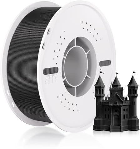 PLA Filament 1.75mm Maßgenauigkeit+/-0.03mm Einfaches Drucken Ordentlich Gewickelt 3D Drucker Filament Compatible with Bambu Lab/Anycubic/Creality All 3D Drucker-1kg Spool (2.2lbs)-Schwarz