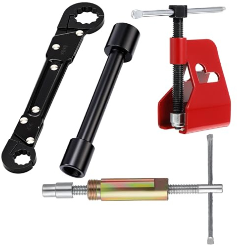 Lanties 4 Pcs Angle Stop Wrench Kit Plumbing Tool, Olive Ring Removal Tool with Diameter of 1/2, 3/4, Compression Sleeve Puller for 1/2 Compression Fitting, Install Angle Stop Nut(Ferrule,Black)