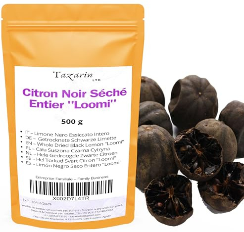 500g Limone nero essiccato intero - Chiamato Loomi Una spezia incredibile per la cucina – 100% Naturale Qualità Superiore - Senza Additivi, TazarinLtd