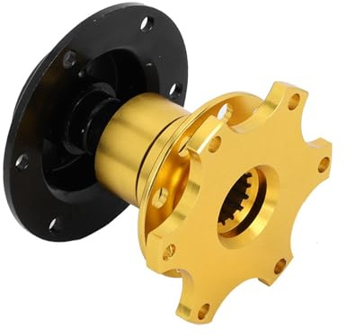 Tomvorks Kit de Adaptador del Gordito del Volante de Liberación Rápida, Aleación CNC, Diseño Exquisito, Orificios de Precisión para Seguridad y a Prueba de Robo para Competencia de (Oro)