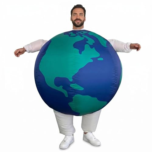 LaKimLin The Earth Kostüm, aufblasbar, Globus-Kostüm, für Damen und Herren, ausgefallener Planeten-Anzug, aufblasbar für Halloween-Party