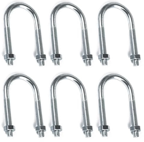 pernos circulares en forma de U, Perno en U de acero al carbono con tuercas, plateado, varios tamaños, 6 unidades(M12*108 * 136)