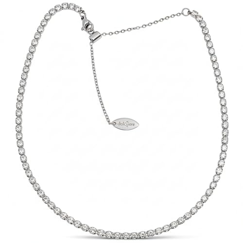 dalcuore Collana Tennis Donna Gioiello Elegante in Acciaio Inossidabile, Girocollo Choker Regolabile 31-41 cm, Brillante, Perfetto come Idea Regalo Natale