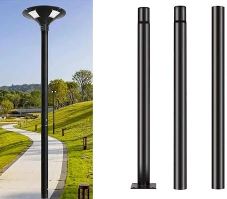 Kovalmax® Palo per lampione stradale supporto da faro ufo staffa in metallo 3 mt nero