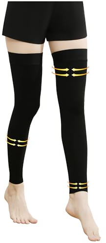 Myshear Medical Compression Stockings for Women & Men, 20-30 mmHg Footless Thigh High Compression Socks, Long Graduated Compression Sleeves, Full Leg Pressure Support Hoses for Varicose Veins, Edema