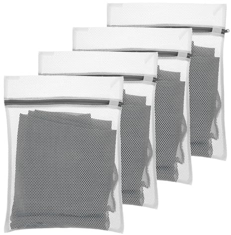 4Pcs Small Mesh Laundry Bags Delicates Washing Bag for Laundry Bags with Zips Mini 30x20cm Durable Nets Bag for Washing Machine Lingerie Underwear Socks Bra Baby Clothes Travel 11.8 x 7.87 Inches