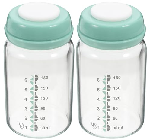 NOLITOY Babyflasche aus Glas 2 Stück Milch aus Stillflasche mit Anti Colic Strohhalm und Dickem Sauger Leicht zu Reinigen Breite Öffnung Geeignet für Säuglinge und Mütter