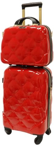 Camomilla Milano Set 2 pz Valigeria, Trolley (40 lt.) + Vanity Case (15 lt.), Materiale Rigido, Ruote Pivotanti, Collezione Bubble, Colore Rosso