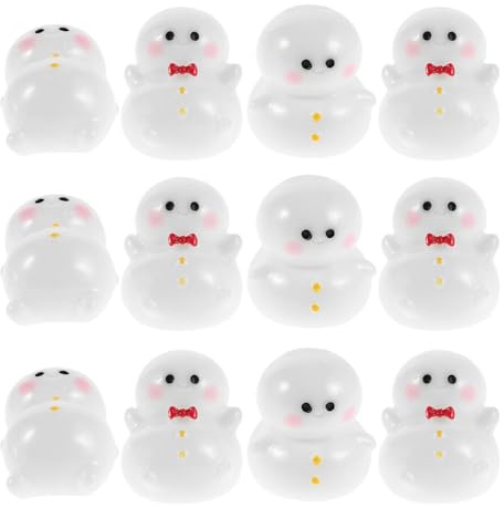 IMIKEYA Figure in miniatura di pupazzi di neve in resina 18 pezzi 3 disegni creativi per decorazione natalizia da tavolo e accessori per villaggio invernale