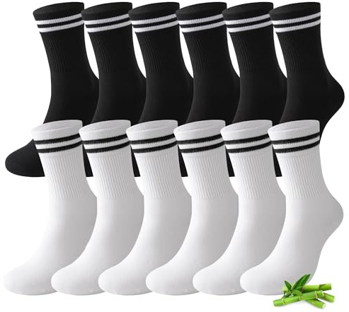 FALARY 6/12 Pares de Calcetines de Bambú Tenis Hombre Calcetines Mujer | Antitranspirantes,Transpirables,Calcetines Deportivos de Running,Calcetines Hombre