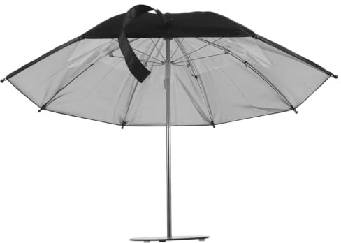 FOMIYES Mini Ombrellone da Tavolo Nero con Base, Ombrello Antivento