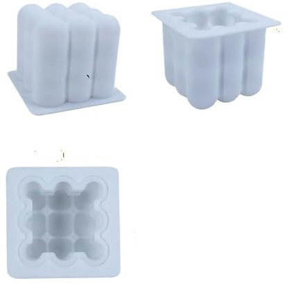 Mini cubo 3D de 15/6 cavidades for hornear molde for tarta o Mousse, moldes cuadrados de silicona for postres, utensilios de cocina for horno, molde de escayola for velas(Burgundy)