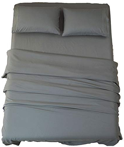 SONORO KATE Bed Sheet Set Super Soft Microfiber 1800 Thread Count Luxury Egyptian Sheets 16-Inch Deep Pocket Wrinkle and Hypoallergenic-4 Piece(Queen Dark Grey)