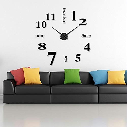 Orologio da Parete Fai-da-Te, 3D Adesivo Orologio Parete, Decorazione Facile da Montare Effetto 3D Riempire Vuoto Parete Moderno Adesivo Orologio Parete Decorazione per Casa, Ufficio, Hotel