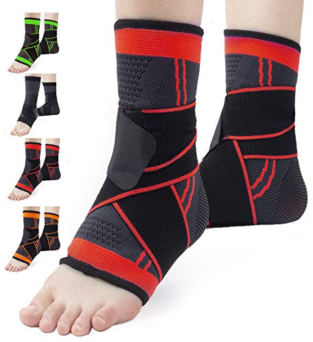 2er-Set Knöchelstütze,Sprunggelenkbandage,Fußbandage für Herren und Damen, Plantar Fasciitis Socken, Kompressionshülse mit Verstellbarem Armband ,Kompressionssocken für Sport, Fussball, Fitness